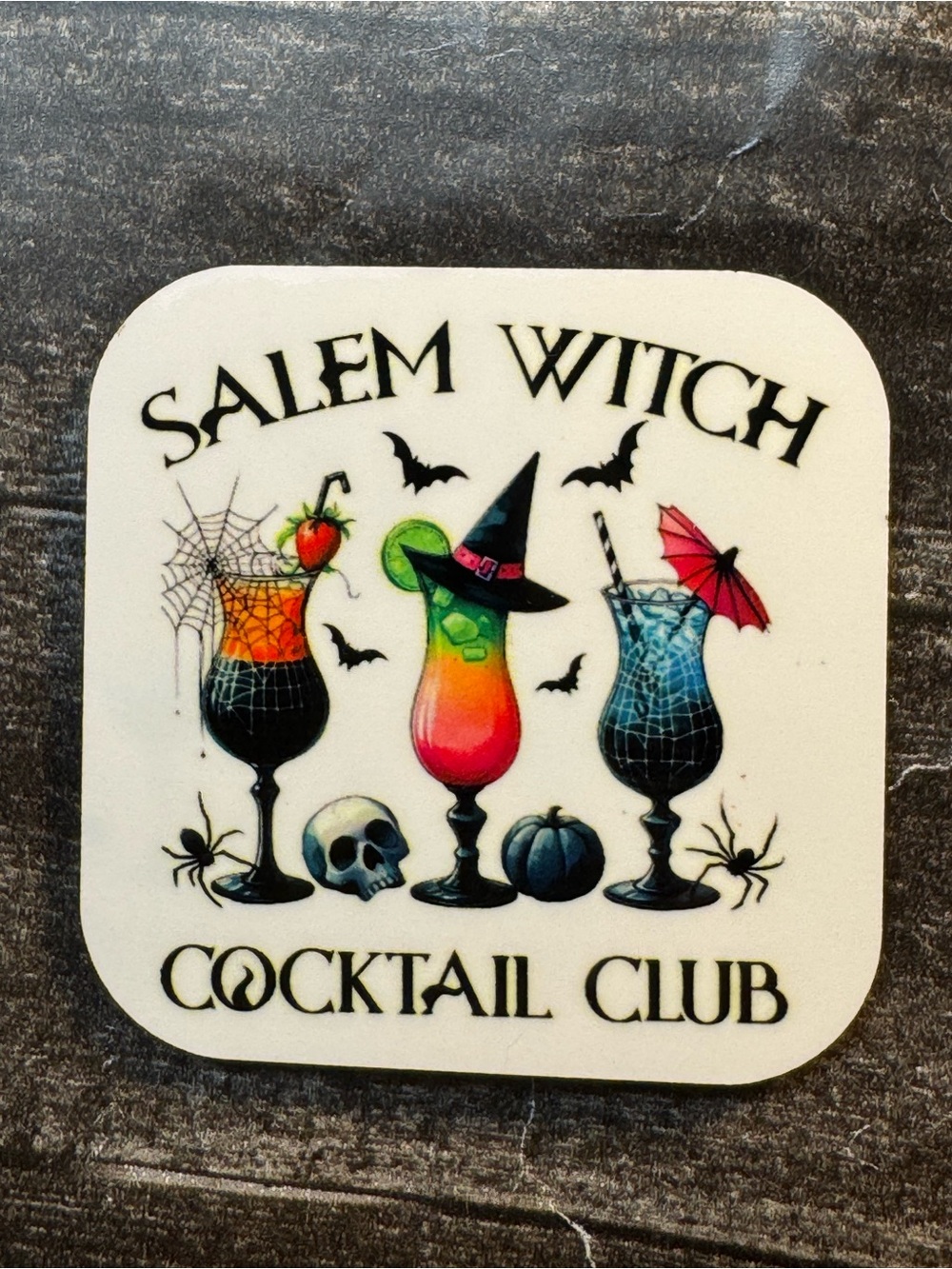 Salem Witch Cocktail Club Halloween Multicolor Wood Fridge Magnet New